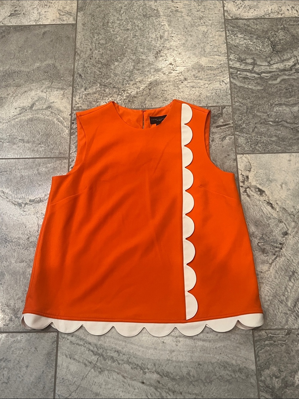Victoria Beckham for Target Orange Tank with White Scallop Trim